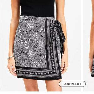Black and White Floral Wrap Skirt